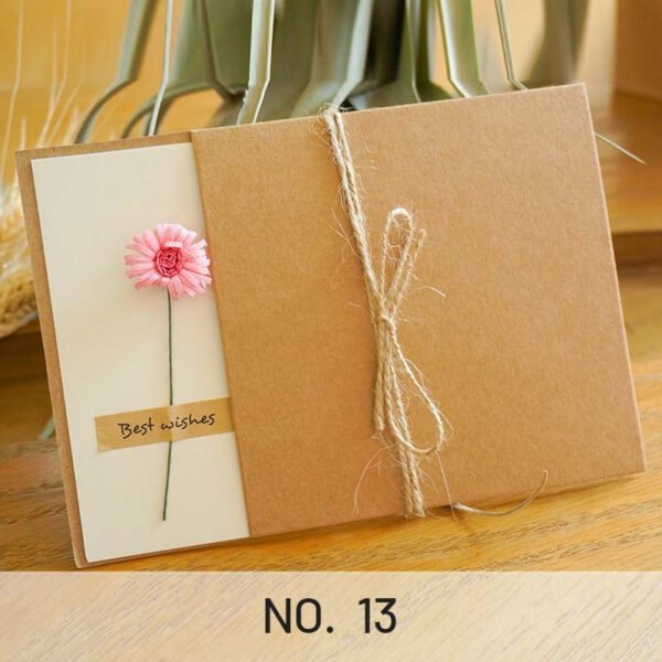 Vintage Kraft Dried Flower Greeting Card Thank You Card13 2000