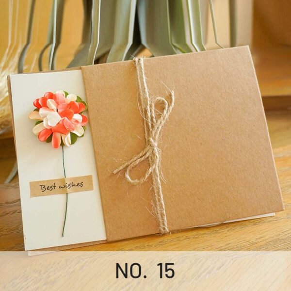 Vintage Kraft Dried Flower Greeting Card Thank You Card15 2000