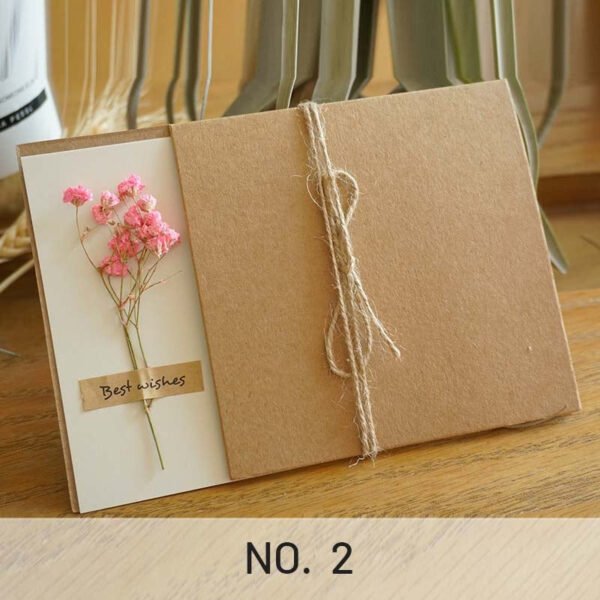Vintage Kraft Dried Flower Greeting Card Thank You Card2 2000