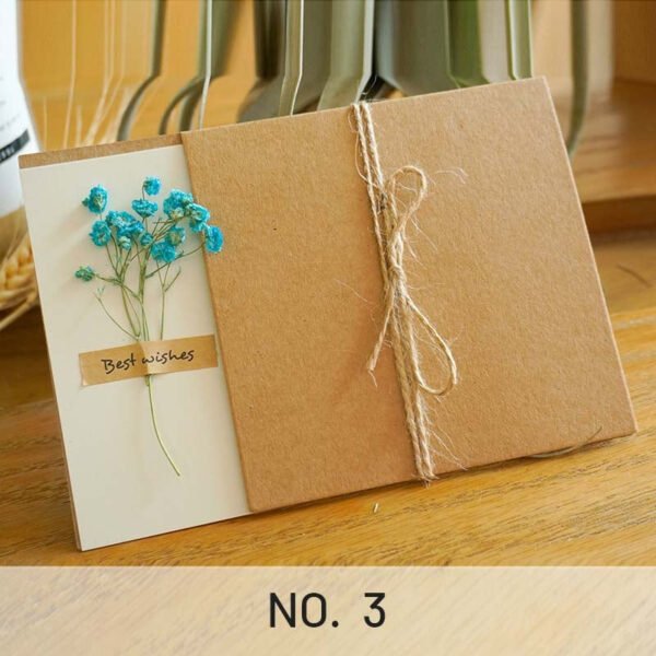 Vintage Kraft Dried Flower Greeting Card Thank You Card3 2000