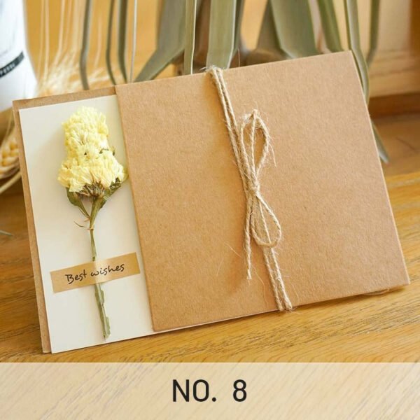 Vintage Kraft Dried Flower Greeting Card Thank You Card8 2000