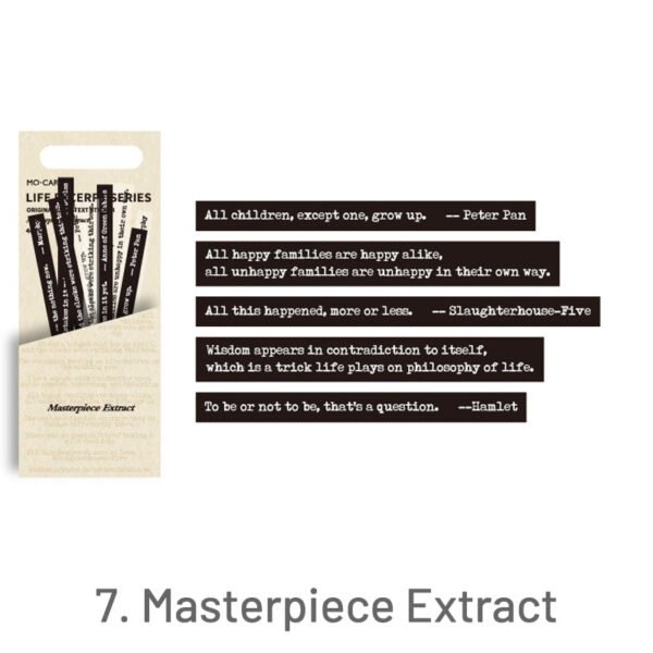 classic literature words theme long strip dual material sticker
