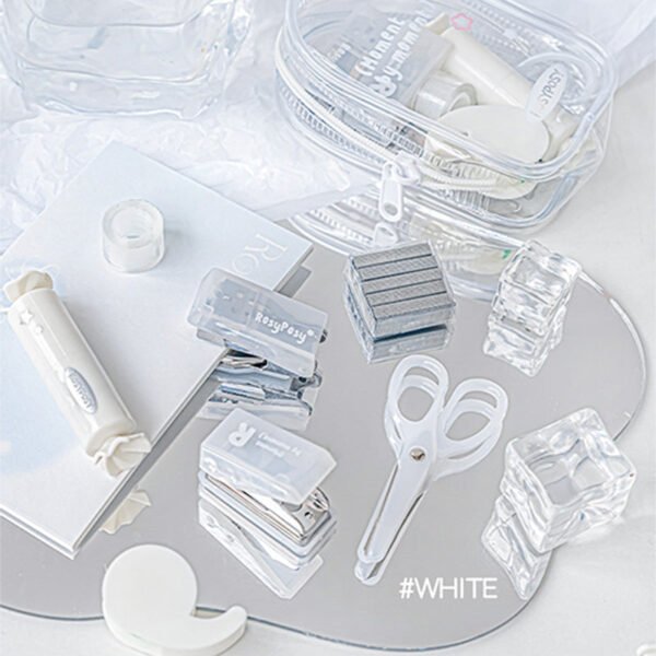 clear portable hole punch stapler scissors tool set 17