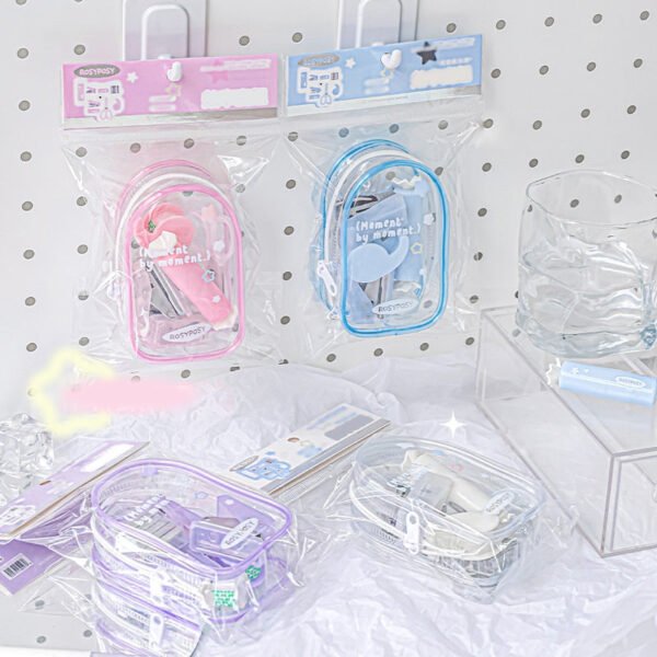clear portable hole punch stapler scissors tool set 2