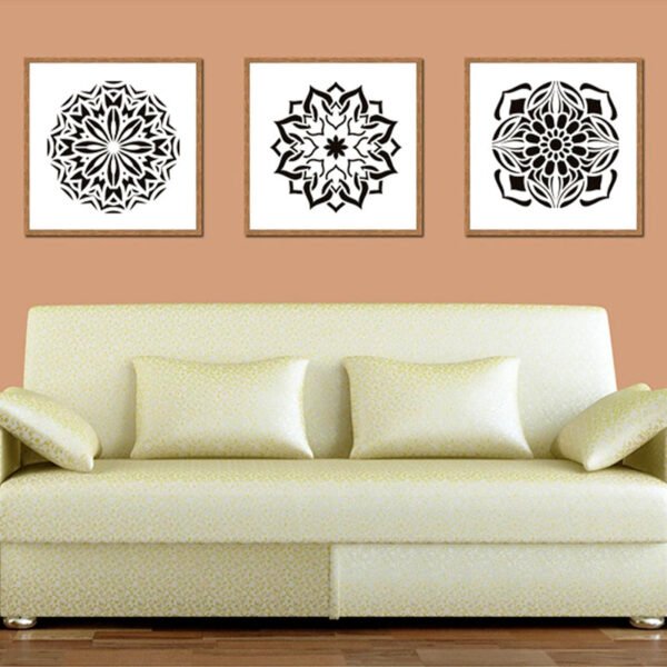 hollow mandala flower spray drawing stencil set b2