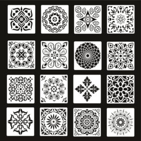 Hollow Mandala Flower Spray Drawing Stencil Set