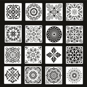 Hollow Mandala Flower Spray Drawing Stencil Set