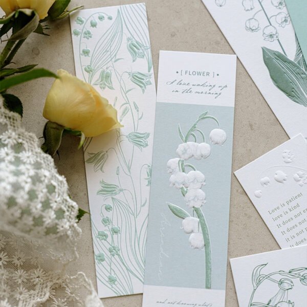 lily of the valley letterpress bookmarks b5