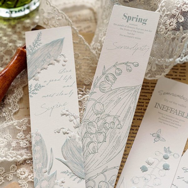 lily of the valley letterpress bookmarks c
