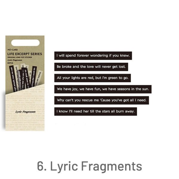 lyrics words theme long strip dual material sticker