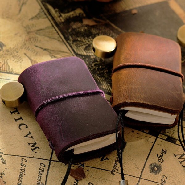 mini handmade leather portable notebook 1