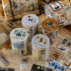 nature post office vintage stamp sticker roll b1