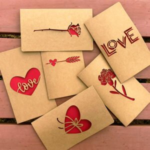 Retro Kraft Hollow Rose Heart Holiday Greeting Card