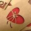 retro kraft hollow rose heart holiday greeting card c