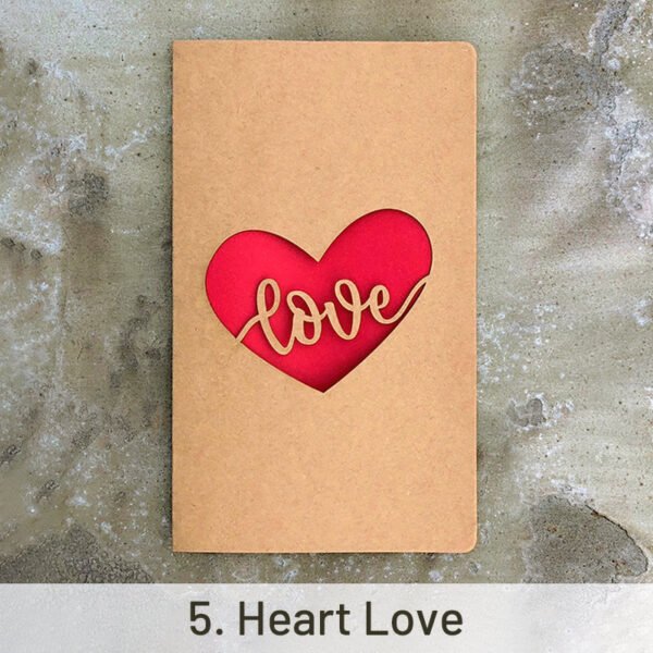 retro kraft hollow rose heart holiday greeting card sku 5