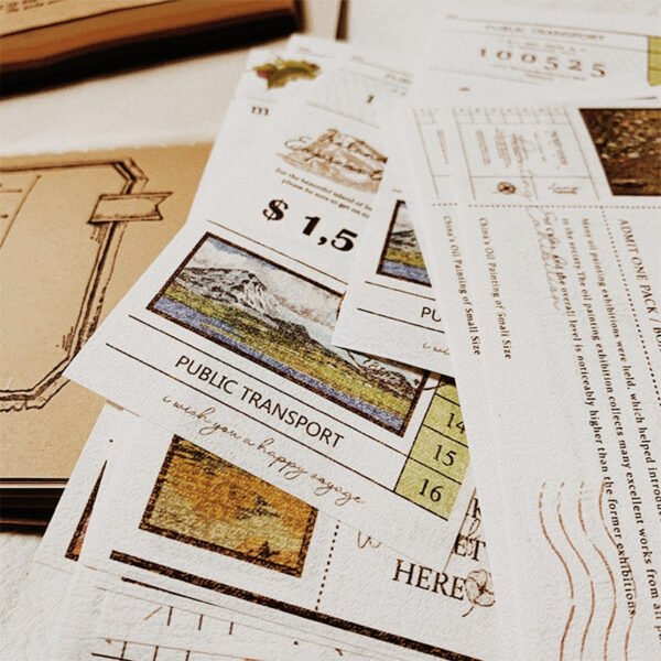 stamprints autumn leaves series retro bills material paper pack 4