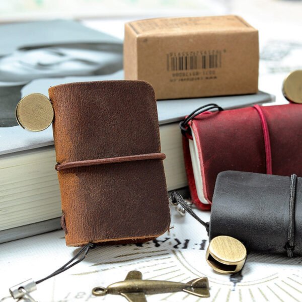 super mini crazy horse leather handmade notebook b4