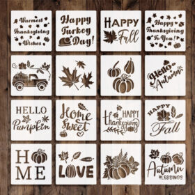 Thanksgiving Pumpkin and Maple Leaf Drawing Stencil Set