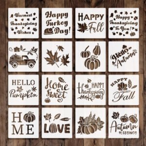 Thanksgiving Pumpkin and Maple Leaf Drawing Stencil Set
