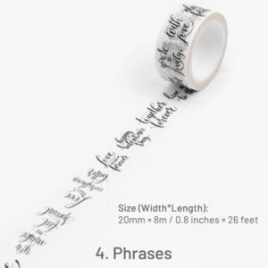 vintage english text washi tape sku 4