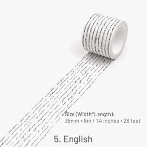 vintage english text washi tape sku 5