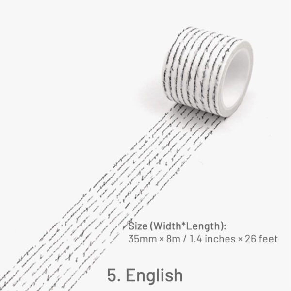 vintage english text washi tape sku 5