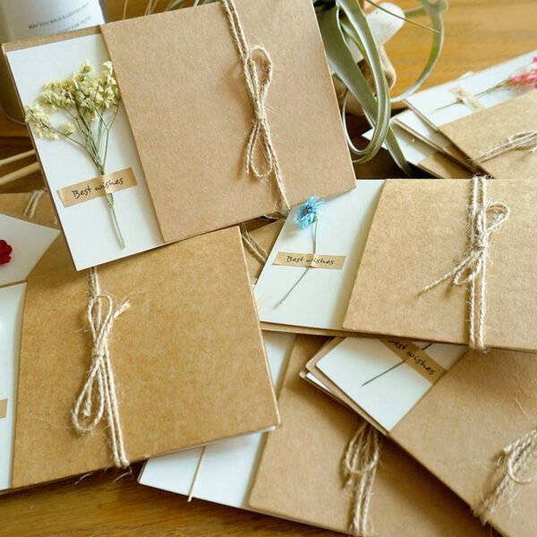 vintage kraft dried flower greeting card thank you card a