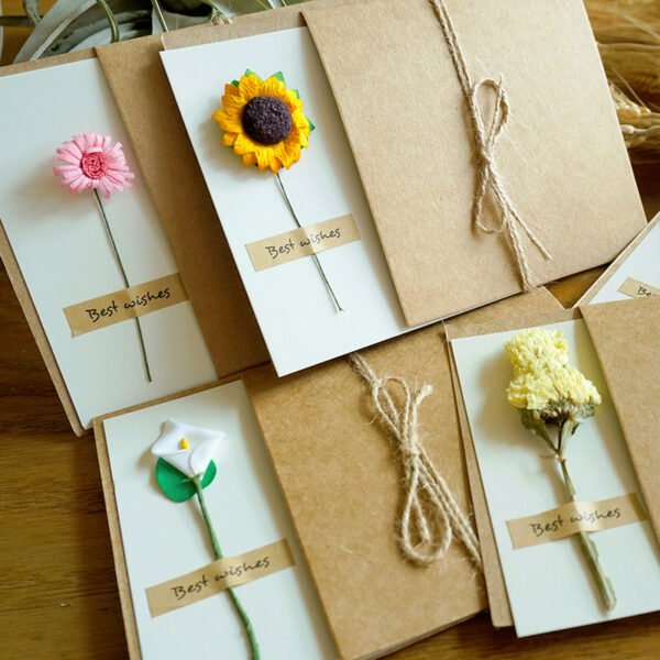 vintage kraft dried flower greeting card thank you card b
