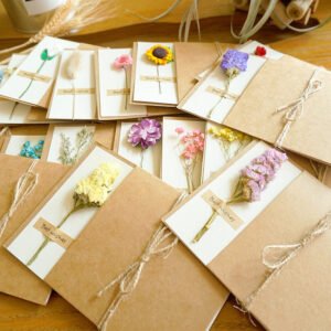 Vintage Kraft Dried Flower Greeting Card Thank You Card