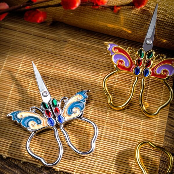 vintage mini butterfly embroidery painted scissors b4