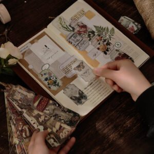 vintage plant long strip boxed sticker b