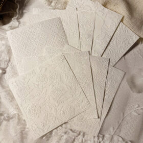 White Flower Relief Printing Junk Journal Paper