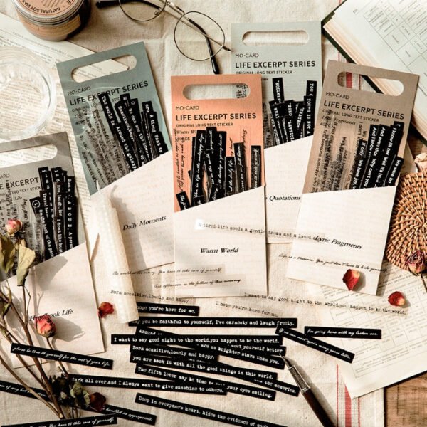 words theme long strip dual material sticker