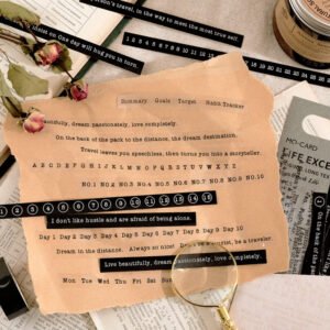 words theme long strip dual material sticker3