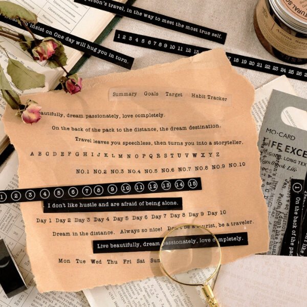 words theme long strip dual material sticker3