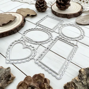 Scalloped Nesting Frame Metal Cutting Dies - Circle Square Heart