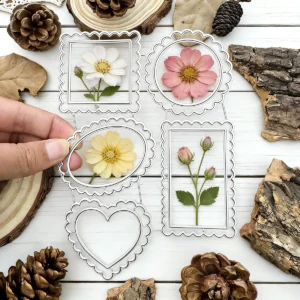 Scalloped Nesting Frame Metal Cutting Dies - Circle Square Heart