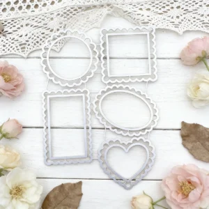 Scalloped Nesting Frame Metal Cutting Dies - Circle Square Heart