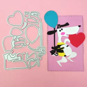 Sumflying Dog With Balloon Heart Cutting Dies