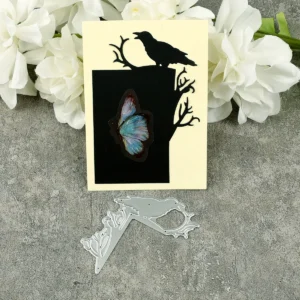 Sumflying Crow On Branch Metal Cutting Dies DC 3741 0
