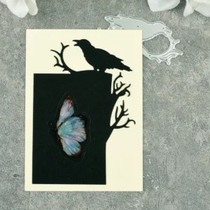 Sumflying Crow On Branch Metal Cutting Dies DC 3741 2