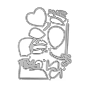 Sumflying Dog With Balloon Heart Cutting Dies