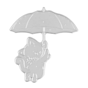 Sumflying Cute Cat With Umbrella Metal Cutting Dies