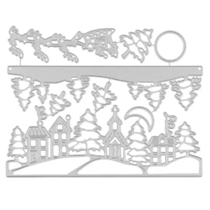 Sumflying Craft Christmas Night Scene Village Metal Cutting Dies