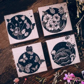 Dream Butterfly Mushroom Rubber Stamp