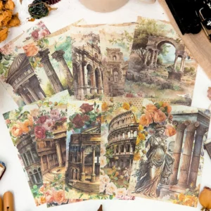 european famous architecture scrapbook paper 2