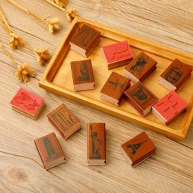 European Travel Retro Journal Wood Rubber Stamp