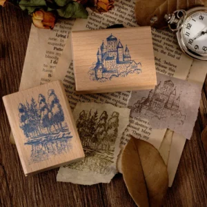 fantasy castle wooden rubber stamp 7