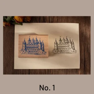fantasy castle wooden rubber stamp 8