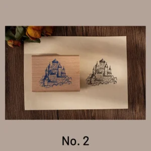 fantasy castle wooden rubber stamp 9